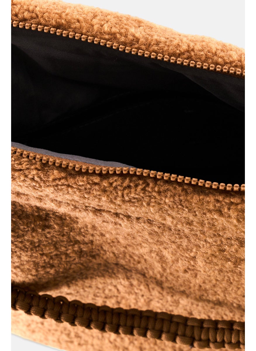 Danskin Women Faux Fur Shoulder Bag 29 H x 40 L x 14 W Cm, Brown  - Image 3