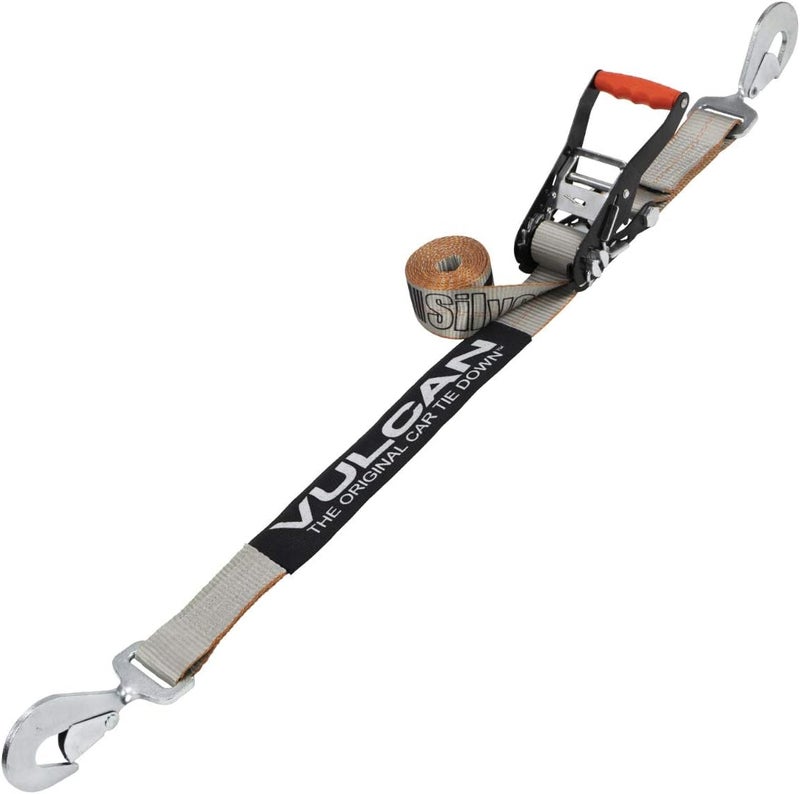 VULCAN Car Tie Down with Twisted Snap Hooks - 2 Inch x 96 Inch - 2 Pack - Silver Series - 3,300 Pound Safe Working Load - Image 5