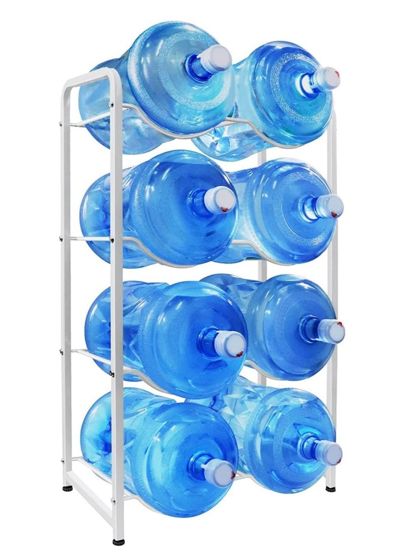 DubaiGallery 5 Gallon Water Jug Holder for 8 Bottles, 4 Tier Water Jug Stand with 8 lots Storage Rack, Heavy Duty Water Jug Rack Cooler Dispenser Bottle Holder with Reinforced Frame for Kitchen Office 