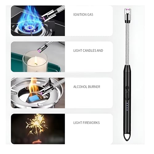 DEBIRE Electric Gas Lighter | Rechargeable USB Kitchen Lighter with 360° Rotating Flexible Steel Neck | Windproof Flameless Candle Lighter for Stove, BBQ, Puja, Camping and Outdoor Use - Image 2