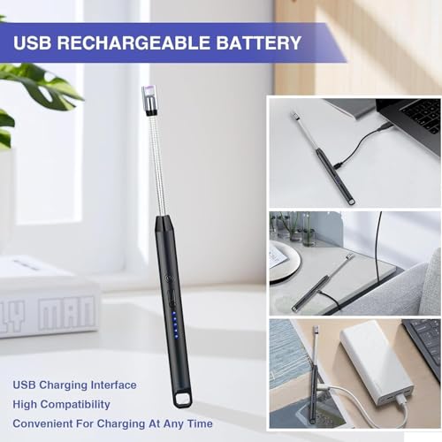 DEBIRE Electric Gas Lighter | Rechargeable USB Kitchen Lighter with 360° Rotating Flexible Steel Neck | Windproof Flameless Candle Lighter for Stove, BBQ, Puja, Camping and Outdoor Use - Image 5