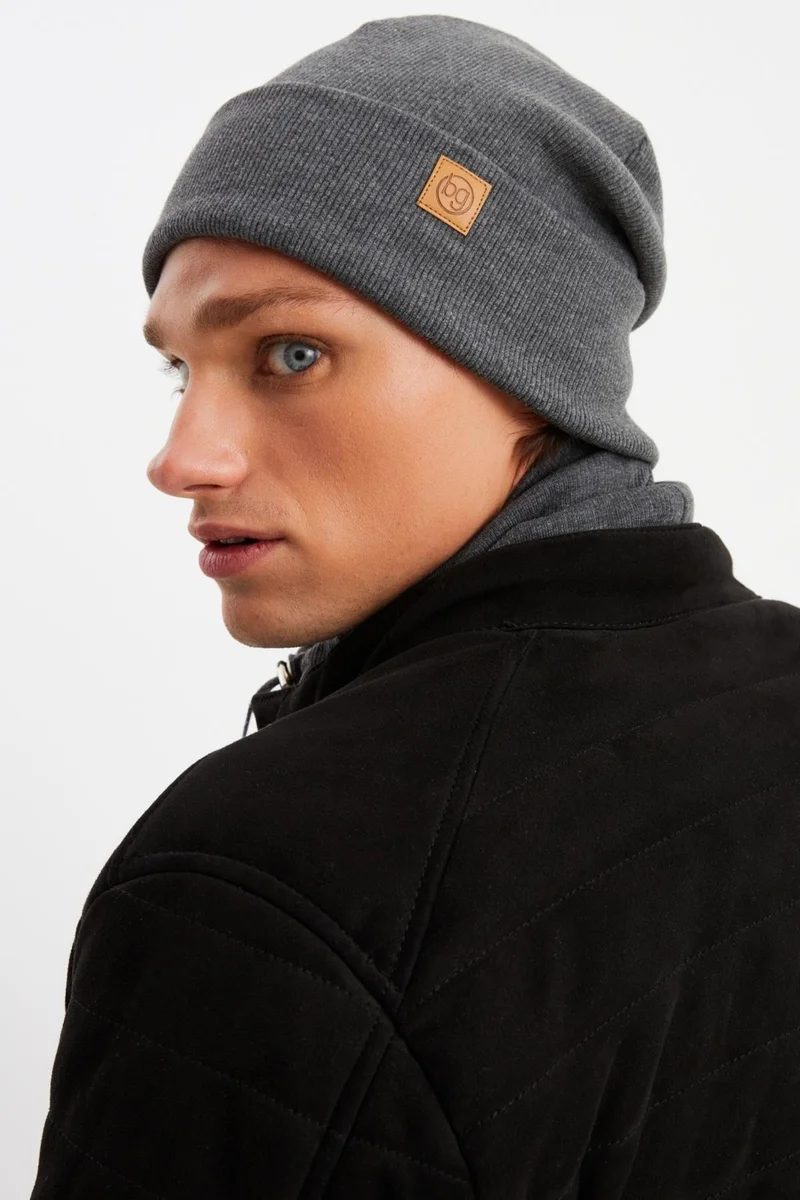 بوتيكجيز Smoked Men's Fisherman Style Cotton Camisole Anti-Sweat Ultra Light Soft Beret Neck Collar Set