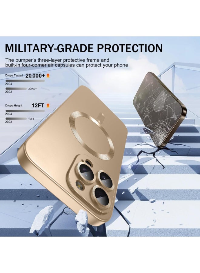 جراب مغناطيسي لهاتف iPhone 13 Pro Max MagSafe مع واقي لعدسة الكاميرا، حماية كاملة، جراب هاتف نحيف ناعم مقاوم للصدمات ومضاد للخدش ومتين من مادة TPU لهاتف iPhone 13 Pro Max (ذهبي) - Image 2
