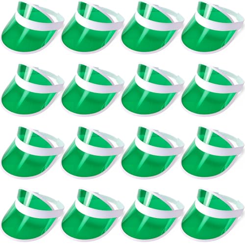 Tarpop 5 Pack Poker Visors Hats Bulk Casino Bingo Visor Casino Dealer Clear Plastic Sun Golf Hats for Women Men Green - Image 1