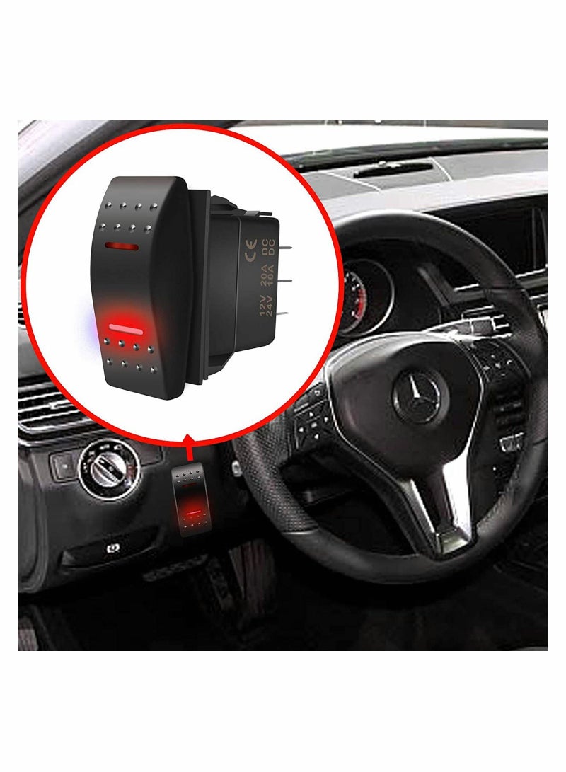 Loquat Waterproof Rocker Switch Toggle ON OFF Red LED Light 12V 20A 24V 10A 7Pin with Jumper Wires Set for Automotive Cars Vehicles Marine Boats Trucks Trailers 4x4 Caravans RVs ATV UTV and More - Image 2