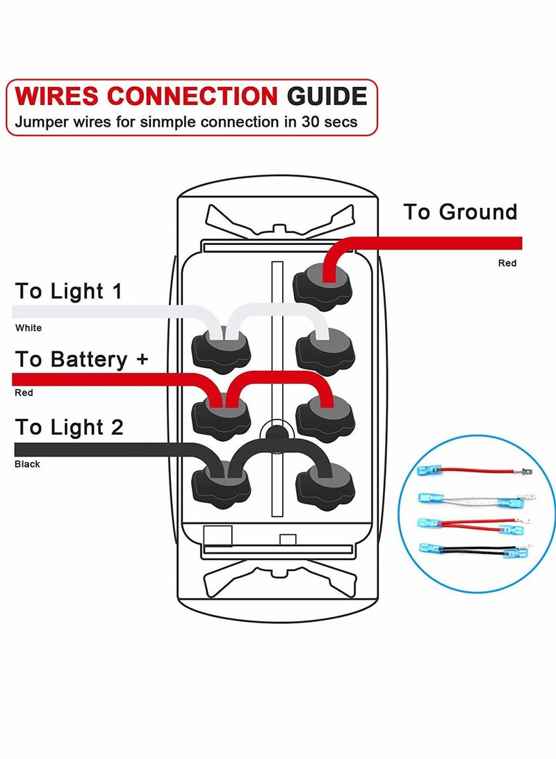 Loquat Waterproof Rocker Switch Toggle ON OFF Red LED Light 12V 20A 24V 10A 7Pin with Jumper Wires Set for Automotive Cars Vehicles Marine Boats Trucks Trailers 4x4 Caravans RVs ATV UTV and More - Image 5