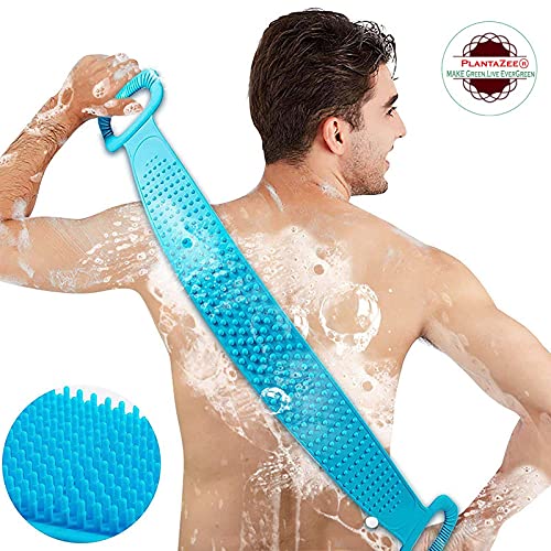 PlantaZee Silicone Body Back Scrubber, Double Side Bathing Brush for Skin Deep Cleaning Massage, Dead Skin Removal Exfoliating Belt for Shower, Easy to Clean, for Men & Women pack of 4 - Image 4