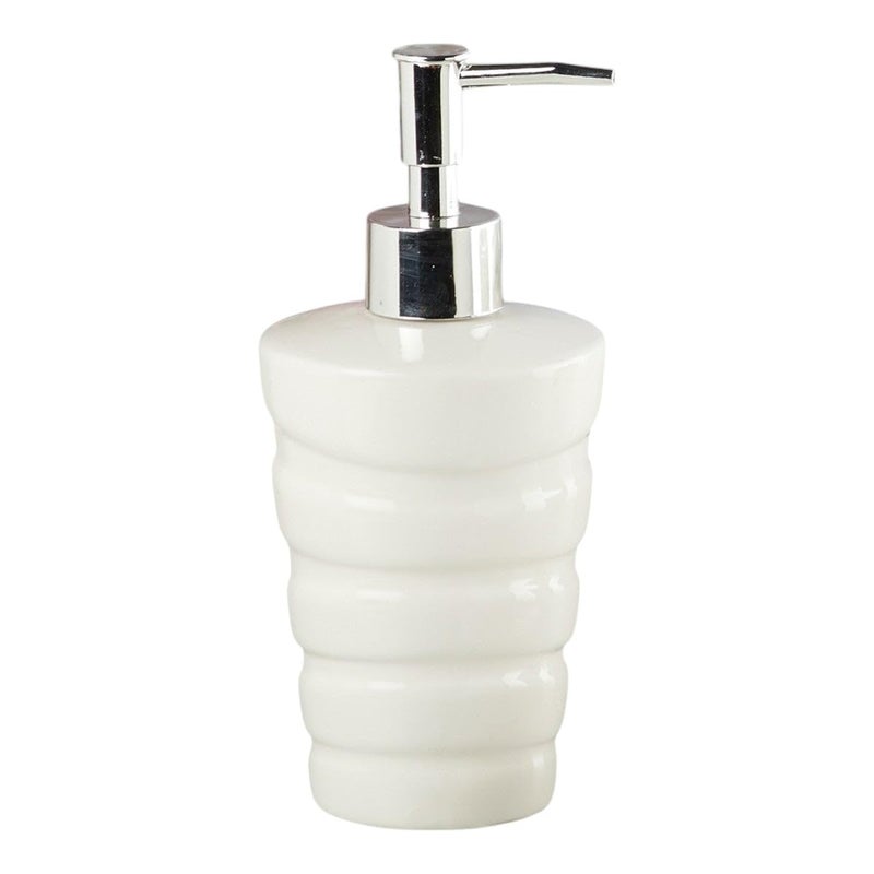 Kookee Ceramic Soap Dispenser - Elegant Refillable Pump Bottle for Bathroom & Kitchen | Stylish Design for Hand Soap, Lotion & More, (Set of 1), White (10239-SD) - Image 1