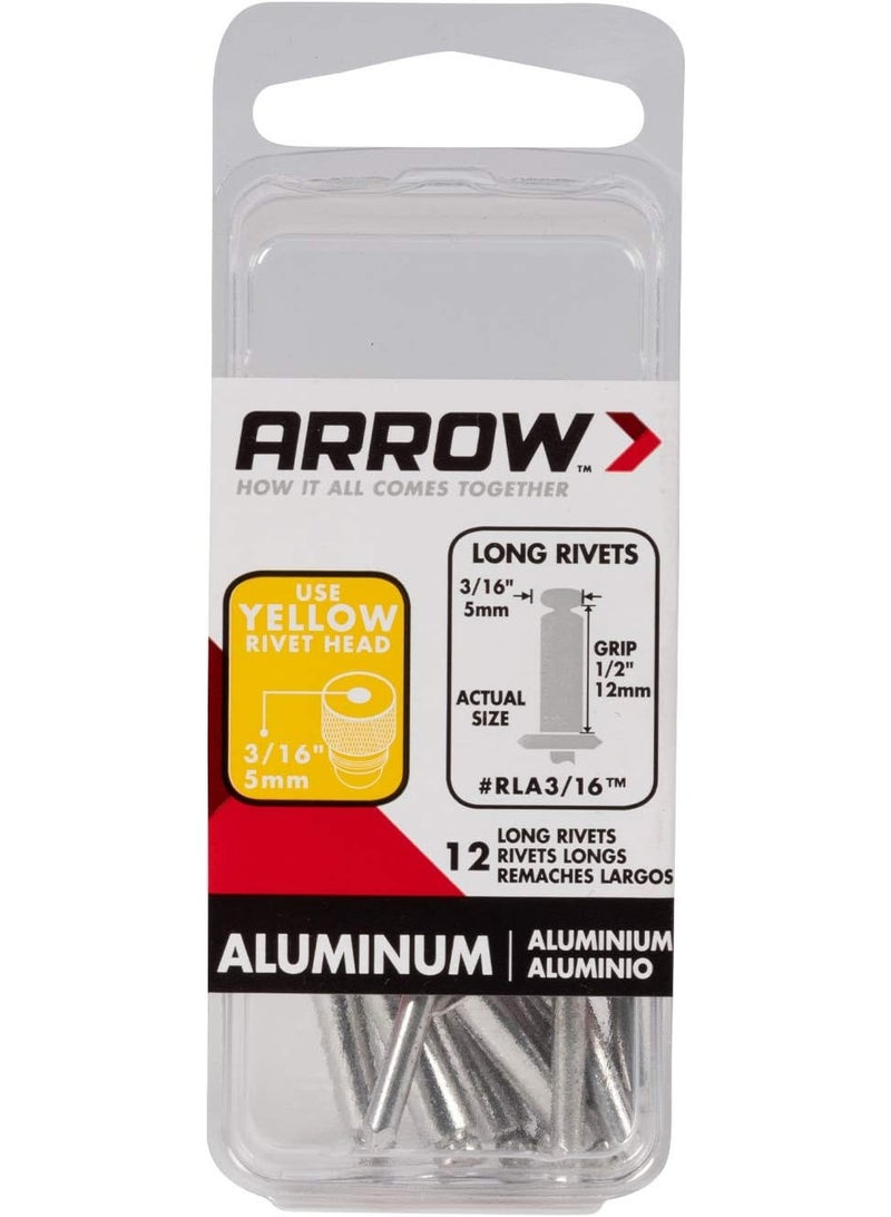 Arrow Arrow RLA3/16IP Long Aluminum 3/16-Inch Pop Rivets for Metal, Fabric, Leather, and Auto Repair, 50-Pack  - Image 1