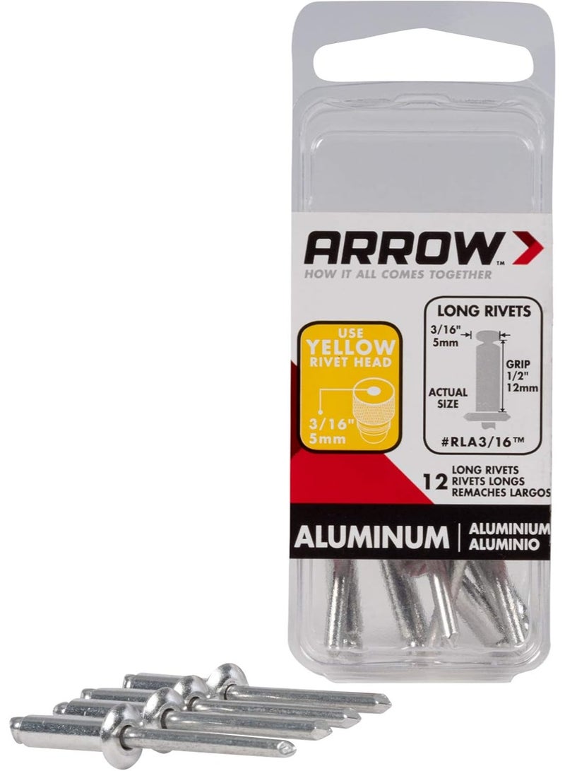 Arrow Arrow RLA3/16IP Long Aluminum 3/16-Inch Pop Rivets for Metal, Fabric, Leather, and Auto Repair, 50-Pack  - Image 4