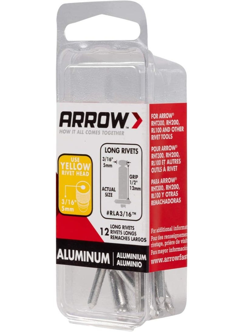 Arrow RLA3/16IP Long Aluminum 3/16-Inch Pop Rivets for Metal, Fabric, Leather, and Auto Repair, 50-Pack - Image 3
