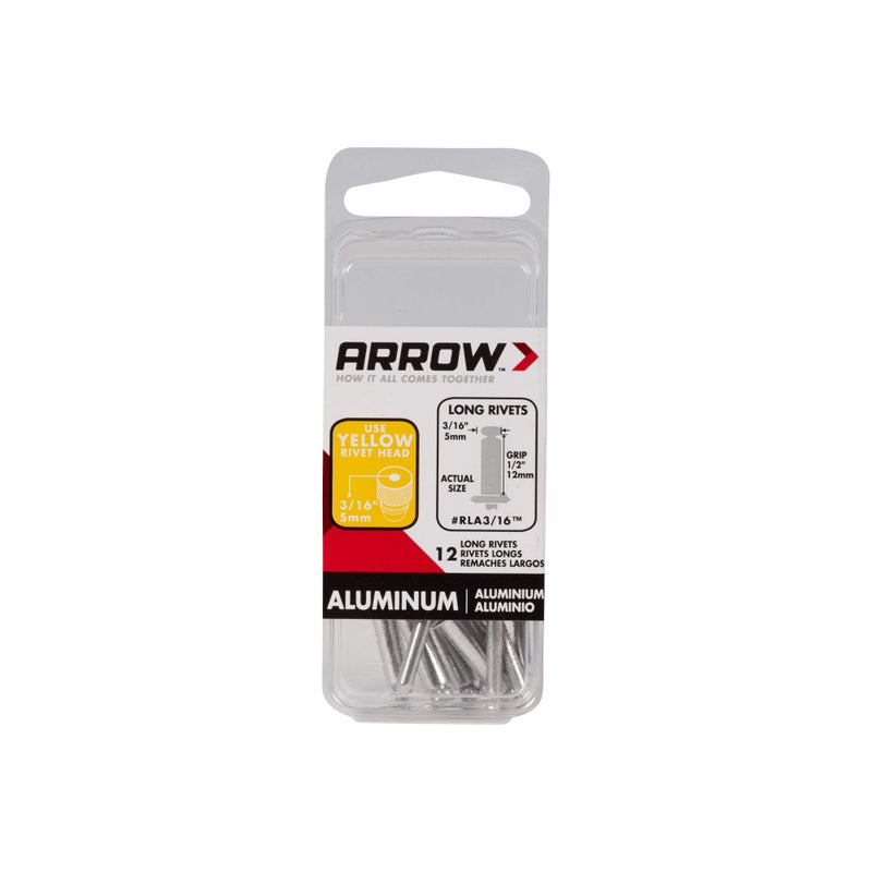 Arrow Fastener مسامير ريفيت ألومنيوم طويلة Arrow RLA3/16IP بحجم 3/16 بوصة للمعادن، القماش، الجلد، وإصلاح السيارات، عبوة 50 - Image 1