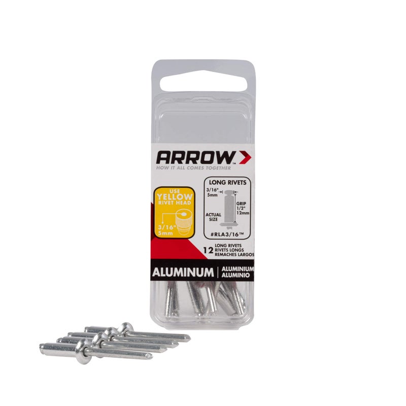 Arrow Fastener مسامير ريفيت ألومنيوم طويلة Arrow RLA3/16IP بحجم 3/16 بوصة للمعادن، القماش، الجلد، وإصلاح السيارات، عبوة 50 - Image 4