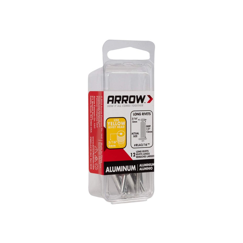 Arrow Fastener مسامير ريفيت ألومنيوم طويلة Arrow RLA3/16IP بحجم 3/16 بوصة للمعادن، القماش، الجلد، وإصلاح السيارات، عبوة 50 - Image 3