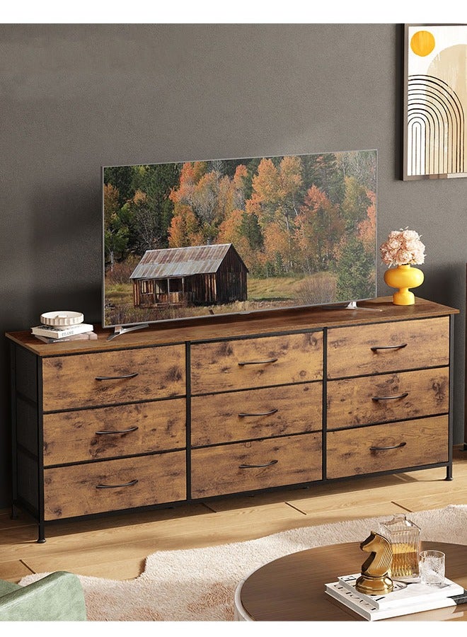 إن كي أكس نموذج تلفزيون كبير الحجم ذو 9 أدراج لغرفة النوم الداخلية باللون البني مقاس 63 بوصة - Image 1