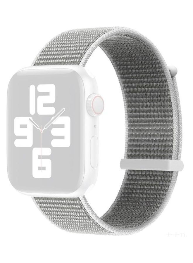 NIBEMINENT Hook and Loop Fastener Dual Section Replacement Watchband for Apple Watch Series 7/6/SE/5/4/3/2/1 42/44/45mm Seashell - Image 1