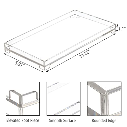 DELIPPLY Vanity Bathroom Tray, Acrylic Rectangle Decorative Catchall Organizer Storage Tray (Large-Clear) - Image 5