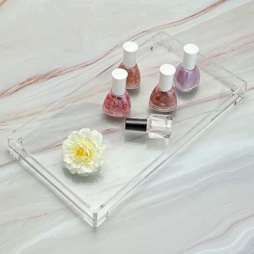 DELIPPLY Vanity Bathroom Tray, Acrylic Rectangle Decorative Catchall Organizer Storage Tray (Large-Clear) - Image 4