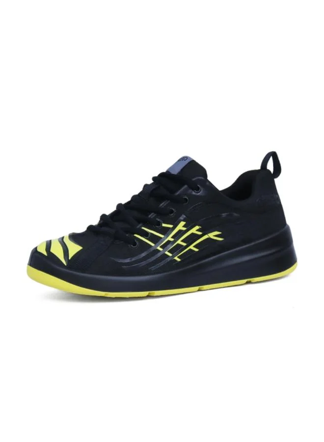 PLAETO Nova Mens Black and Yellow Sports Sneakers