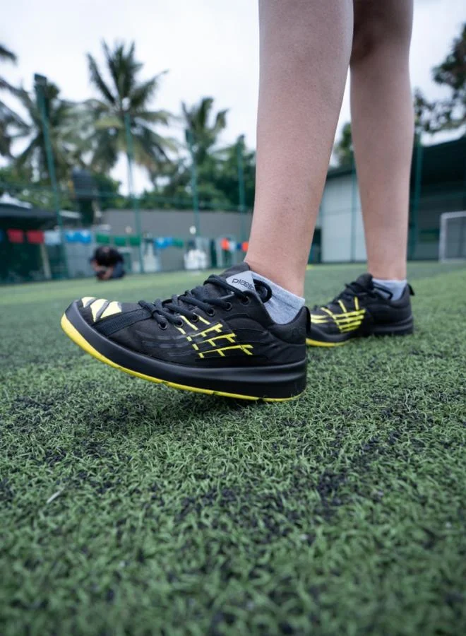 PLAETO Nova Mens Black and Yellow Sports Sneakers