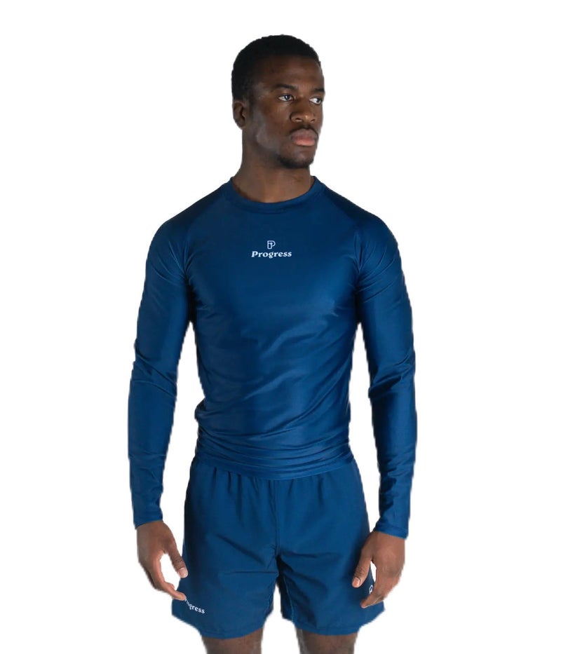 Progress Jiu Jitsu Academy Long Sleeve Sleeve Rashguard Comfortable and Durable BJJ Rash Guard Flexible Rash Guard for Grappling MoistureWicking Compression Tops for Men and Women Navy M - Image 2