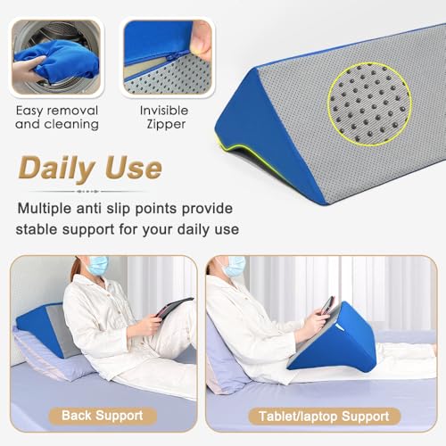 Mistuki Bed Wedge Pillow for Sleeping Seniors Incline Triangle Pillow Adults Post Surgery Back Support Bedsore Pressure Relief Positioning Foam Medical Wedge Bedridden Patient Body Leg Support（23.6"） - Image 4