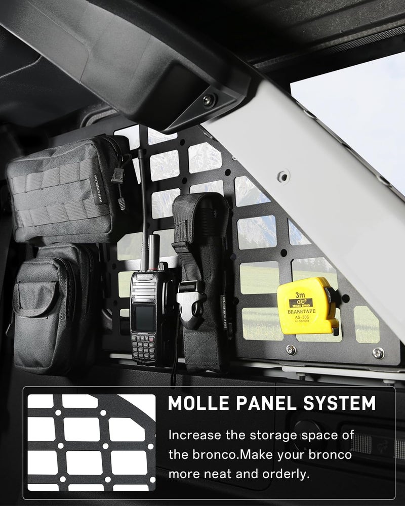 ROADER Rear Window Side Storage Racks for Ford Bronco 2021-2023 - Black Molle Panel Storage Extension Frame (2pcs) - Image 2