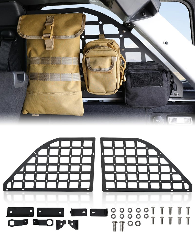 ROADER Rear Window Side Storage Racks for Ford Bronco 2021-2023 - Black Molle Panel Storage Extension Frame (2pcs) - Image 1