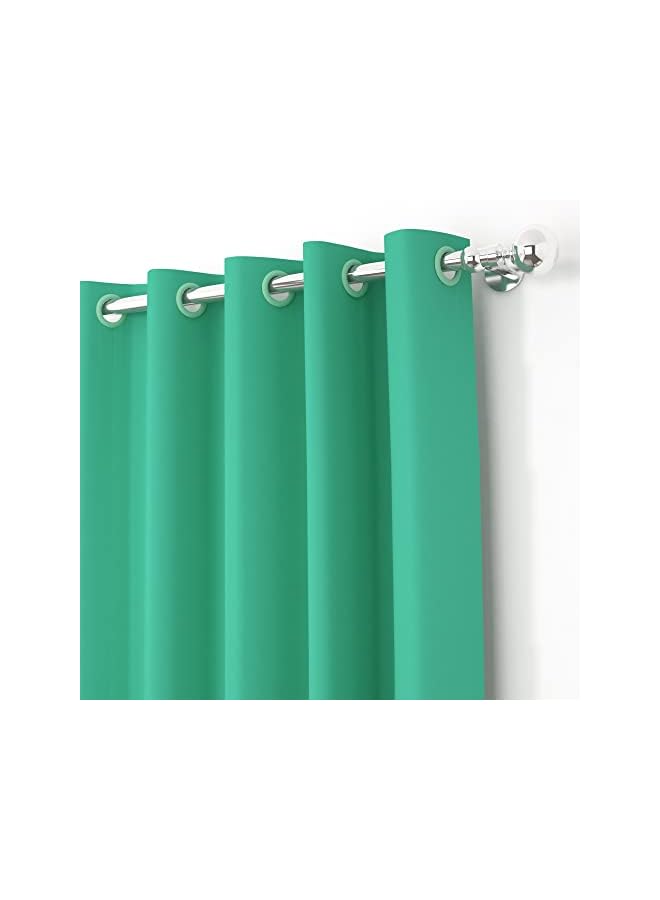 The Bros ستائر أبواب طويلة معتمة، لغرفة المعيشة/غرفة النوم. حرير صناعي فاخر، بوليستر غني. تعتيم الغرفة، عزل حراري، تقليل الضوضاء. حلقات. لون تركوازي، 2 لوحات، 275 سم/9 قدم. - Image 2