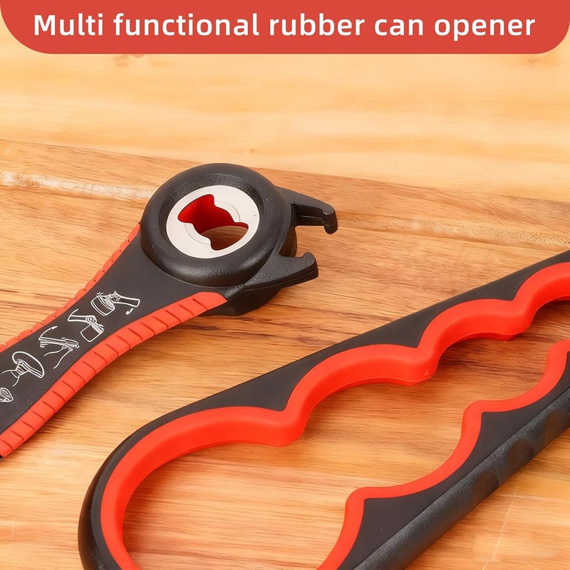 GZLT Jar Opener for Seniors with Arthritis,Jar Opener for Weak Hands,5-in-1 Bottle Opener,4-in-1 Can Opener… (Red-B) - Image 2