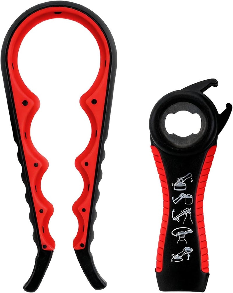 GZLT Jar Opener for Seniors with Arthritis,Jar Opener for Weak Hands,5-in-1 Bottle Opener,4-in-1 Can Opener… (Red-B) - Image 1