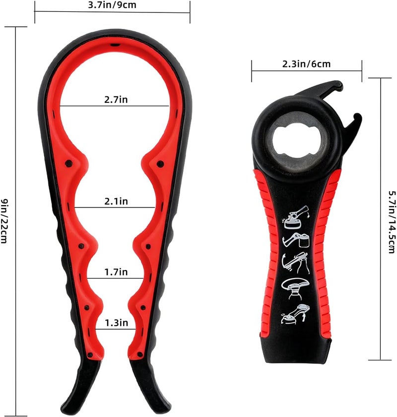 GZLT Jar Opener for Seniors with Arthritis,Jar Opener for Weak Hands,5-in-1 Bottle Opener,4-in-1 Can Opener… (Red-B) - Image 3