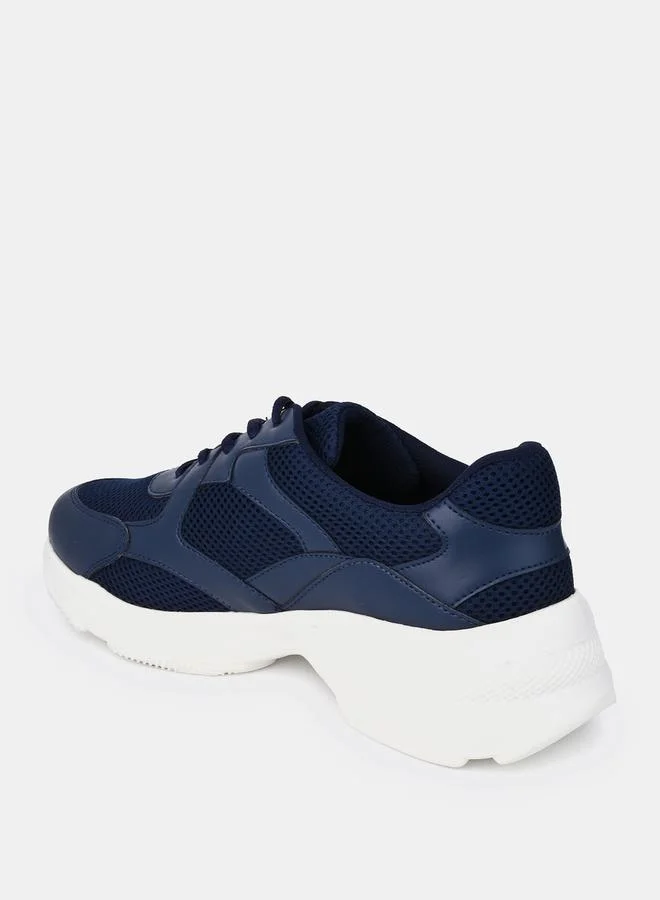 Styli Quilted Mesh Insert Thick Sole Lace Up Sneakers
