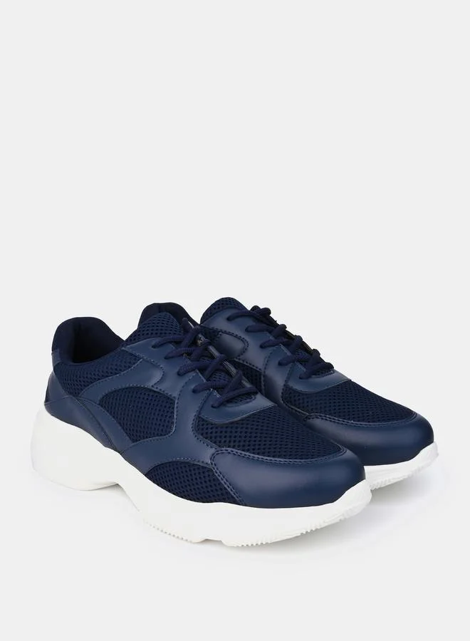 Styli Quilted Mesh Insert Thick Sole Lace Up Sneakers