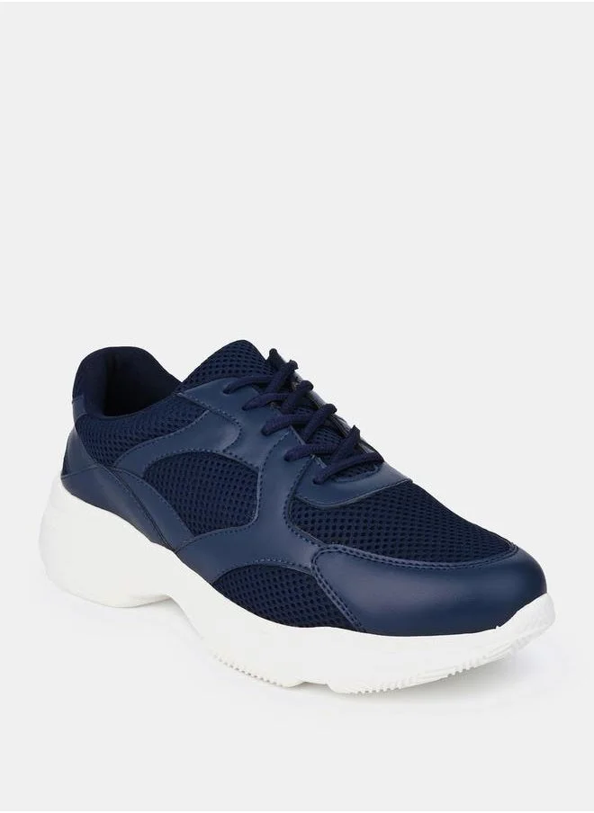 Styli Quilted Mesh Insert Thick Sole Lace Up Sneakers