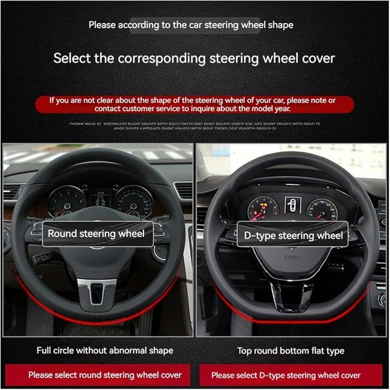 Carbon Fiber Black Leather Steering Wheel Cover Non Slip Breathable All Season Fit - Image 2
