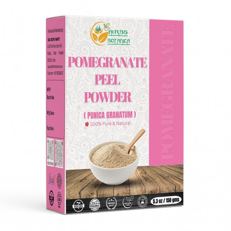 Herbs Botanica Pomegranate Peel Powder 100% Pure & Natural Pomegranate Powder for Herbal Tea, Skincare & DIY Beauty Finely Ground, Additive-Free, Resealable Pack 5.3 oz - Image 1