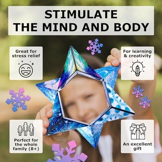 SHASHIBO Shape Shifting Box Award-Winning Fidget Toy w/ 36 Rare Earth Magnets Fidget Cube Transforms Into Over 70 Shapes, Sensory Toy Gift for Kids, Teens, and Adults (Polar) - Image 3