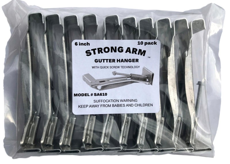 Heavy Duty 6 Inch Hidden Rain Gutter Bracket Hook Hangers with Clip (10 Pack)