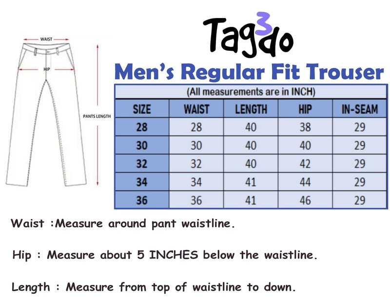 TAGDO® Mens Trendy Casual Pants||Cargo Pants for Men||Cotton Pant||Chino||Slim Fit for Men (Pant-2031-Silver-34) - Image 3