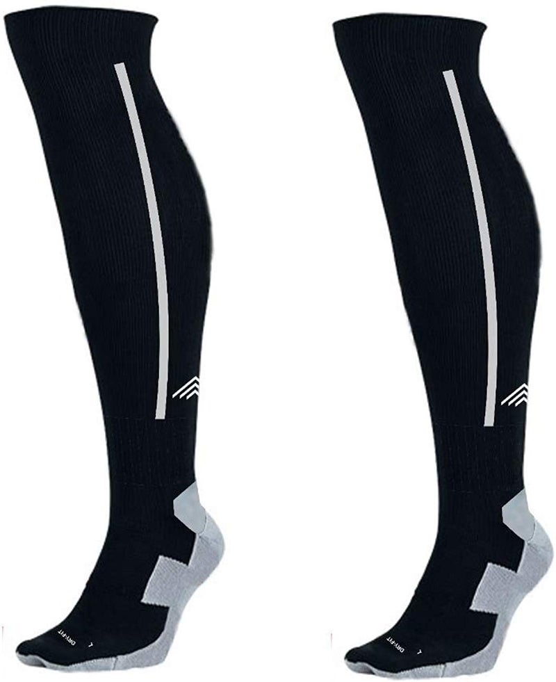 QUADA Men Sport Football Soccer Long Socks Over Knee High Sock Baseball Hockey (Black with White) - Image 3