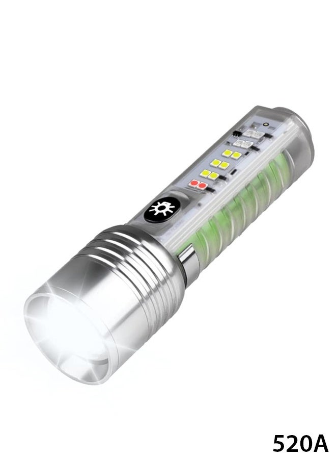 520A Rechargeable LED Flashlight with Type C Charging, 8 Lighting Modes, UV Light, Side Work Light, Portable Hand Torch for Camping, Emergency, Inspection, Hiking and Home Use ERPC520A - Image 1