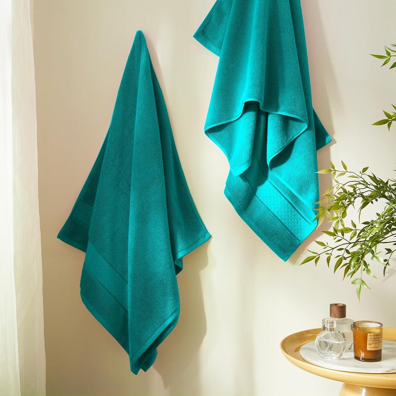 COZYART Turquoise Bath Towels Set 6 Piece, Luxury 100% Turkish Cotton 650GSM Hotel Quality, Soft, Absorbent,Towel Sets for Bathroom | 2 Bath Towels 2 Hand Towels 2 Washcloths - Image 3