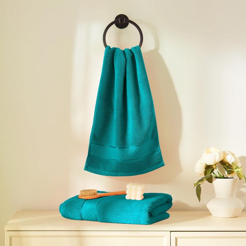 COZYART Turquoise Bath Towels Set 6 Piece, Luxury 100% Turkish Cotton 650GSM Hotel Quality, Soft, Absorbent,Towel Sets for Bathroom | 2 Bath Towels 2 Hand Towels 2 Washcloths - Image 4