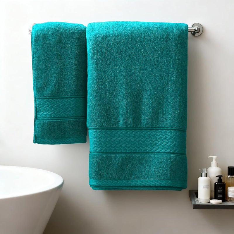 COZYART Turquoise Bath Towels Set 6 Piece, Luxury 100% Turkish Cotton 650GSM Hotel Quality, Soft, Absorbent,Towel Sets for Bathroom | 2 Bath Towels 2 Hand Towels 2 Washcloths - Image 2