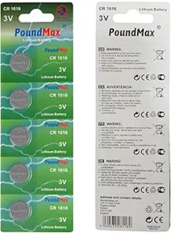 PoundMax 5 x 1616 CR1616 DL1616 3V Lithium Coin Cell Batteries - Image 4