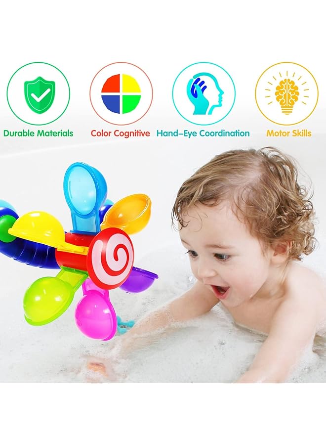 Excefore Bath Toys For Kids Windmill Bathtub Toy For Toddlers 1 2 3 4 Years Old Waterfall Toy With Suction Cups Bathroom Strong Suckers Water Scoop Fun Bath Toys For Toddlers Boys Girls 1 4 Years - Image 5