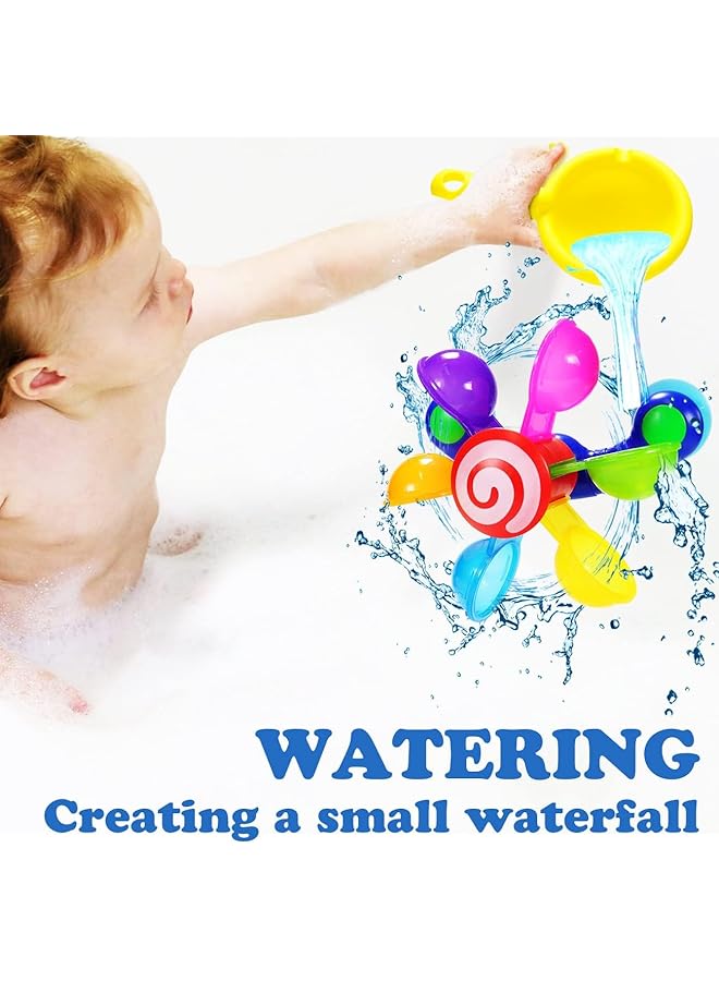 Excefore Bath Toys For Kids Windmill Bathtub Toy For Toddlers 1 2 3 4 Years Old Waterfall Toy With Suction Cups Bathroom Strong Suckers Water Scoop Fun Bath Toys For Toddlers Boys Girls 1 4 Years - Image 4