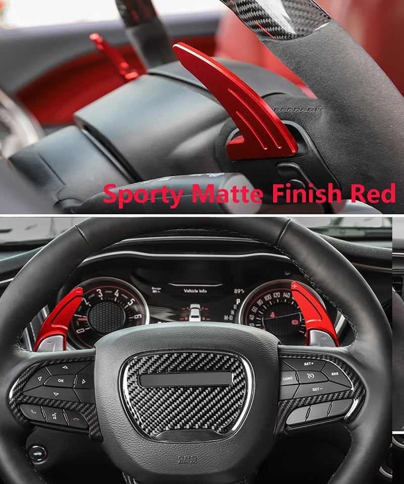 ELONN Paddle Shifter Extension for Dodge Charger,Challenger - Billet Aluminum Steering Wheel Paddle Shifters Covers Compatible with Dodge Charger,Challenger,Durang and More (See Fitment) - Red - Image 4