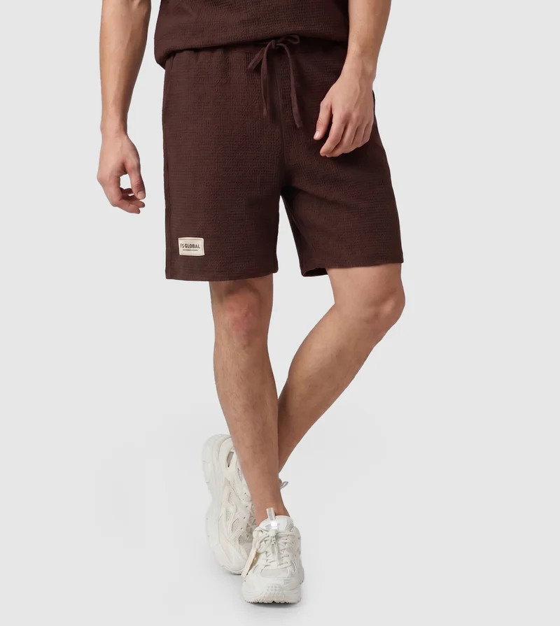 KNIT SHORTS -BROWN